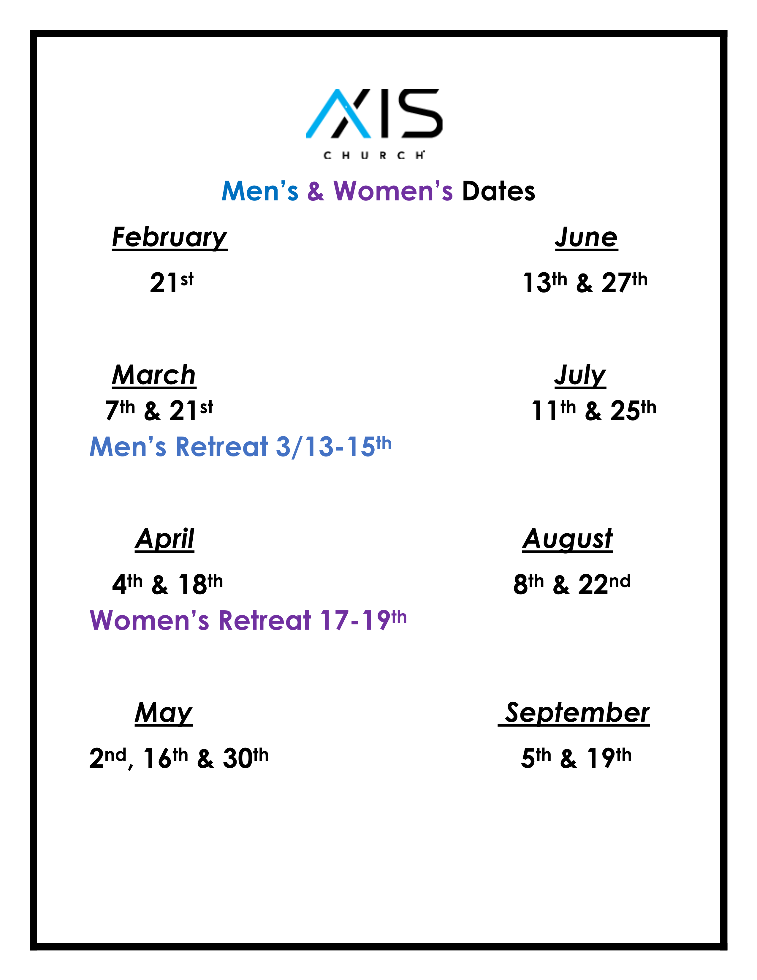 Axis Men's and Women's Dates