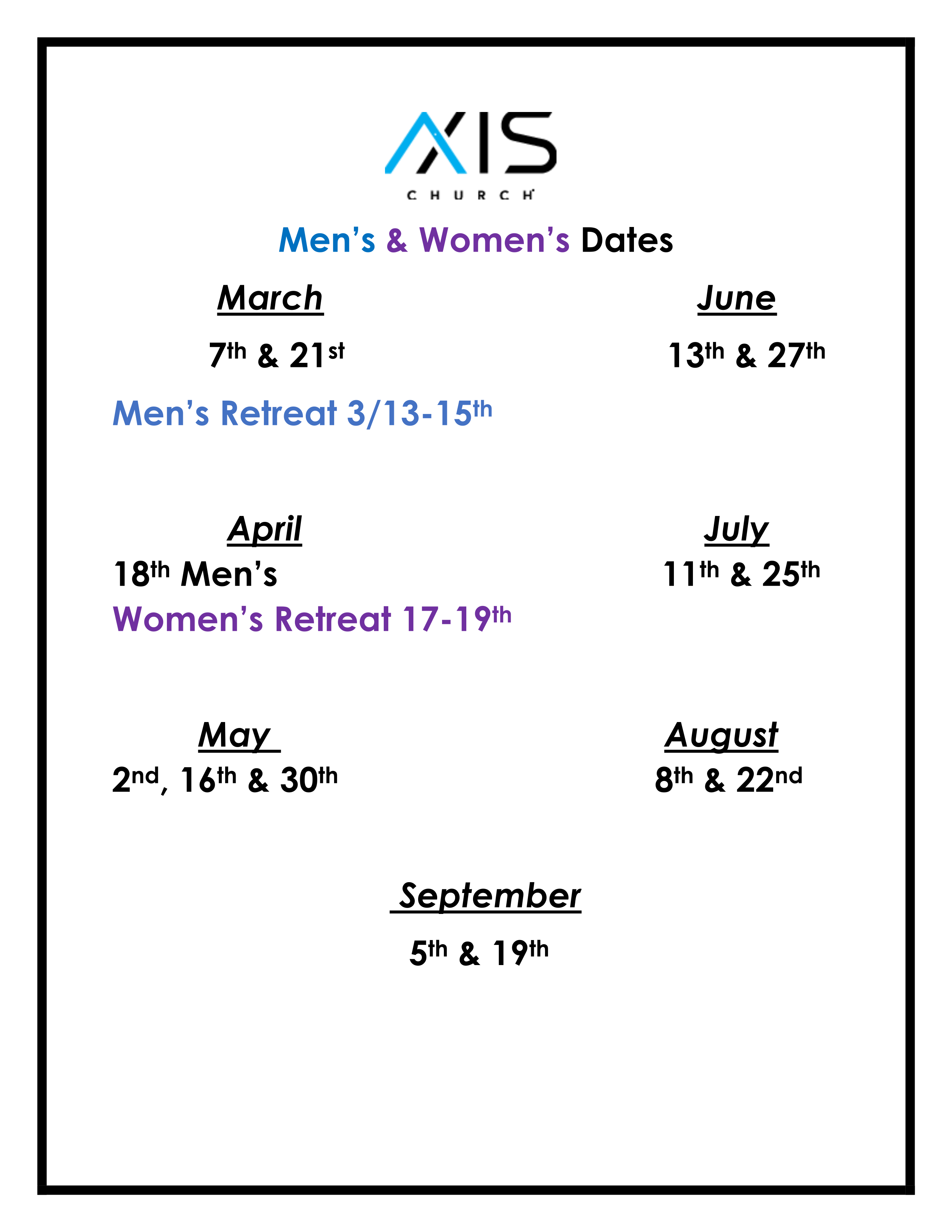 Axis Men's and Women's Dates